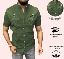 Reliable Green Cotton Blend Solid Casual Shirt For Men-thumb2