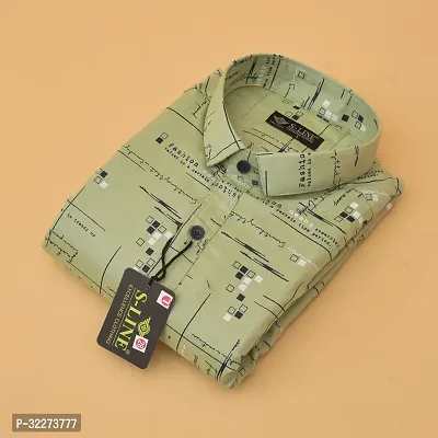 Reliable Green Cotton Blend Printed Casual Shirt For Men-thumb0