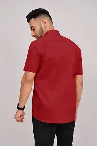 Reliable Red Cotton Blend Solid Casual Shirt For Men-thumb1