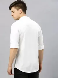 Elegant Cotton Blend Solid Long Sleeves Casual Shirts For Men-thumb1