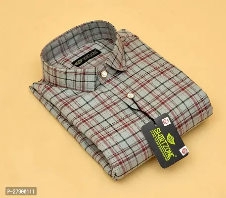 Elegant Cotton Blend Checked Long Sleeves Casual Shirts For Men