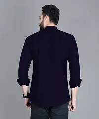 Elegant Cotton Blend Solid Long Sleeves Casual Shirts For Men-thumb1