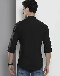 Stylish Black Cotton Blend Solid Casual Shirt For Men-thumb1