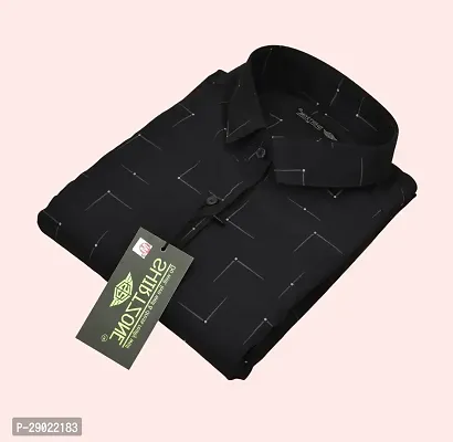 Stylish Black Cotton Blend Printed Casual Shirt For Men-thumb0