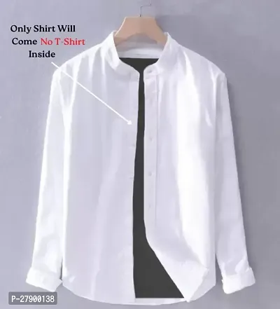 Elegant Cotton Blend Solid Long Sleeves Casual Shirts For Men-thumb0