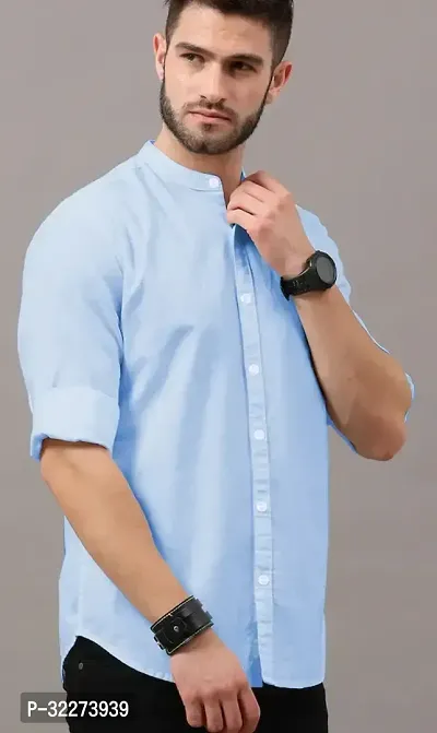 Reliable Blue Cotton Blend Solid Casual Shirt For Men