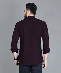 Stylish Purple Cotton Blend Solid Casual Shirt For Men-thumb1