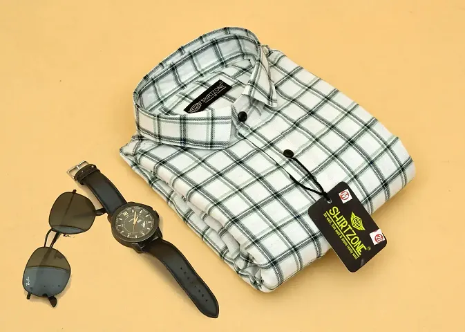 Elegant Blend Checked Long Sleeves Casual Shirts For Men