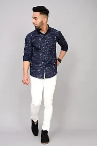 Stylish Blue Cotton Blend Printed Casual Shirt For Men-thumb2