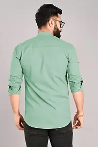 Reliable Green Cotton Blend Solid Casual Shirt For Men-thumb1