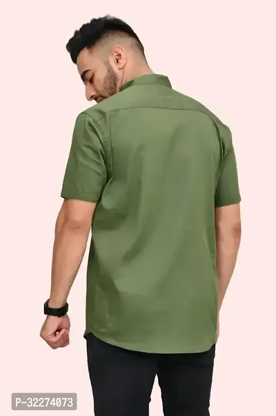 Reliable Green Cotton Blend Solid Casual Shirt For Men-thumb2