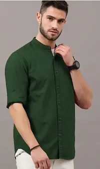 Stylish Green Cotton Blend Solid Casual Shirt For Men-thumb3