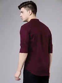 Reliable Maroon Cotton Blend Solid Casual Shirt For Men-thumb1