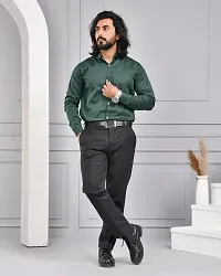 Reliable Green Cotton Blend Solid Casual Shirt For Men-thumb3