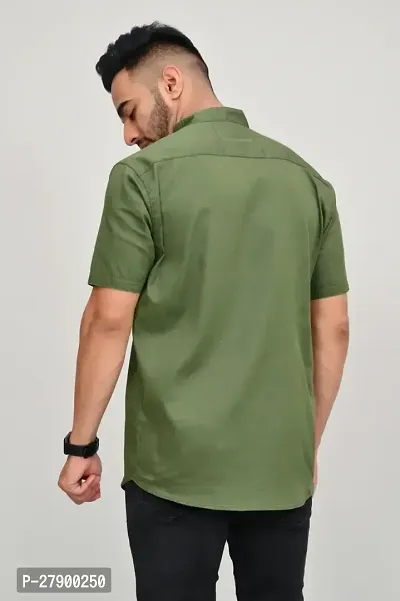 Elegant Cotton Blend Solid Short Sleeves Casual Shirts For Men-thumb2