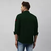 Stylish Green Cotton Blend Self Pattern Casual Shirt For Men-thumb1