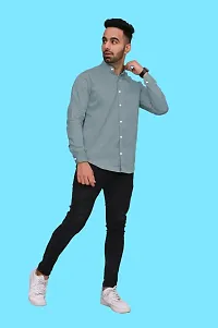 Reliable Grey Cotton Blend Solid Casual Shirt For Men-thumb2