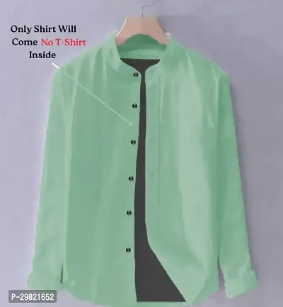 Stylish Green Cotton Blend Solid Casual Shirt For Men