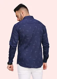 Reliable Blue Cotton Blend Printed Casual Shirt For Men-thumb1