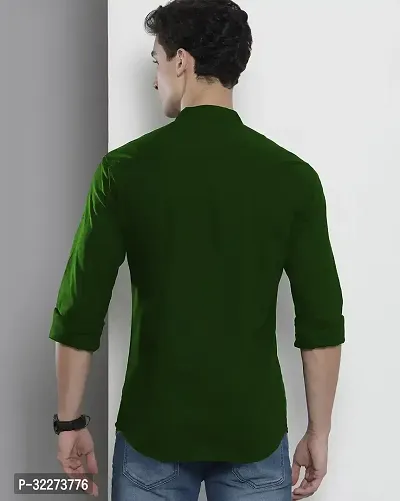 Reliable Green Cotton Blend Solid Casual Shirt For Men-thumb2