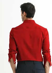 Reliable Red Cotton Blend Solid Casual Shirt For Men-thumb1