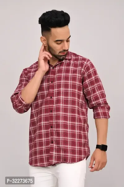 Reliable Red Cotton Blend Checked Casual Shirt For Men-thumb5