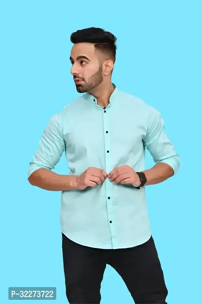 Reliable Blue Cotton Blend Solid Casual Shirt For Men-thumb4