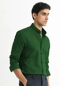 Reliable Green Cotton Blend Solid Casual Shirt For Men-thumb2