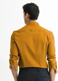 Reliable Yellow Cotton Blend Solid Casual Shirt For Men-thumb1