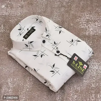 Stylish White Cotton Blend Printed Casual Shirt For Men-thumb2