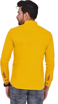 Reliable Yellow Cotton Blend Solid Casual Shirt For Men-thumb1