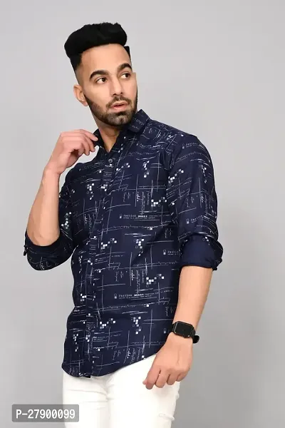 Elegant Cotton Blend Printed Long Sleeves Casual Shirts For Men-thumb4