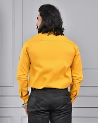 Reliable Yellow Cotton Blend Solid Long Sleeves Casual Shirt For Men-thumb1