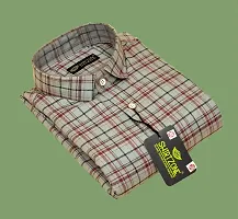 Stylish Grey Cotton Blend Checked Casual Shirt For Men-thumb1