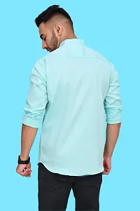 Stylish Turquoise Cotton Blend Solid Casual Shirt For Men-thumb1