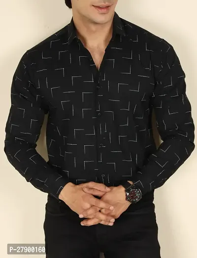 Elegant Cotton Blend Printed Long Sleeves Casual Shirts For Men-thumb0