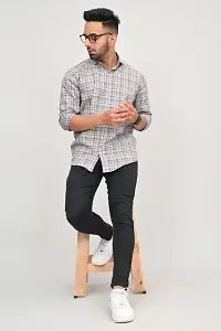 Elegant Cotton Blend Checked Long Sleeves Casual Shirts For Men-thumb3