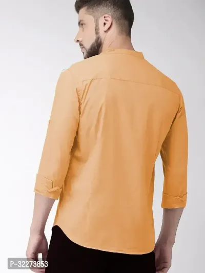 Reliable Peach Cotton Blend Solid Casual Shirt For Men-thumb3