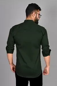 Elegant Cotton Blend Solid Long Sleeves Casual Shirts For Men-thumb1