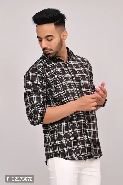 Reliable Brown Cotton Blend Checked Casual Shirt For Men-thumb0