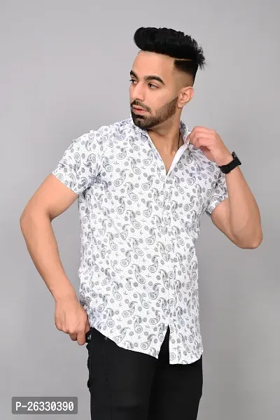 Stylish Cotton Blend Short Sleeves Shirt For Men-thumb3