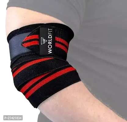 Elastic Elbow Support Wrap Unisex Black Protector For Weightlifting, Gym, Support, Deadlift 1 Piece, Free Size-thumb0