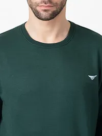 Stylish Green Fleece Solid Sweatshirts For Men-thumb4