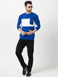 Stylish Blue Fleece Solid Sweatshirts For Men-thumb3