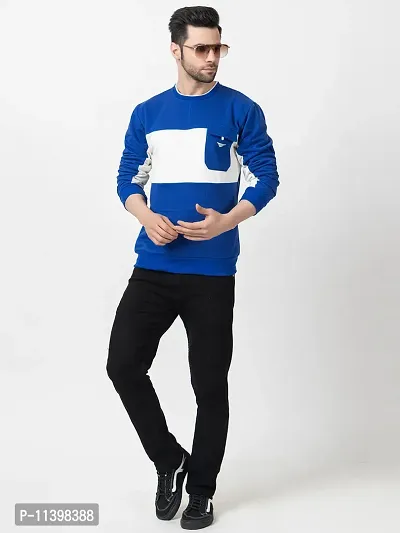Stylish Blue Fleece Solid Sweatshirts For Men-thumb4