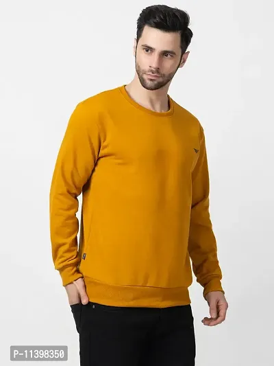 Stylish Yellow Fleece Solid Sweatshirts For Men-thumb3