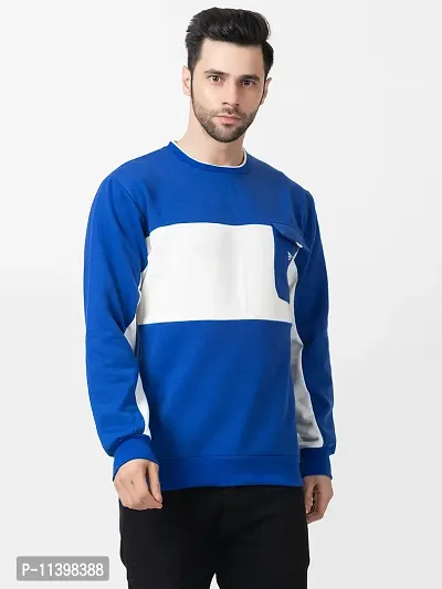 Stylish Blue Fleece Solid Sweatshirts For Men-thumb0