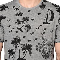 Oakmans Stylish Grey Cotton Blend Printed T-Shirt For Men-thumb4