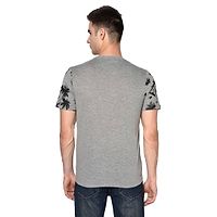 Oakmans Stylish Grey Cotton Blend Printed T-Shirt For Men-thumb1