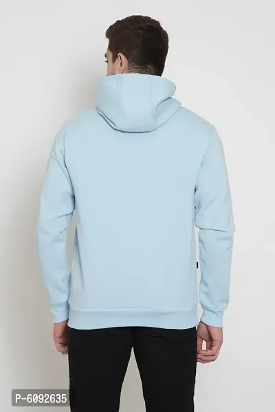 Oakmans Stylish Cotton Blend Sky Blue Long Sleeves Regular Fit Hoodie Sweatshirt For Men-thumb2